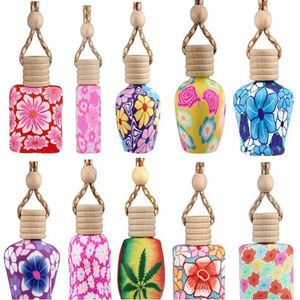 10 ml Zachte Keramiek Essentiële Oliën Diffusers Auto Parfum Fles Auto Opknoping Decoratie Parfums Hanger Flessen Geur Lucht Frisser Ornament