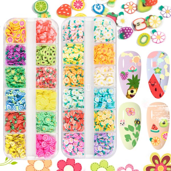 Argile douce fleurs Nail Art décorations fruits animaux bricolage ongles autocollants manucure décor décalcomanie