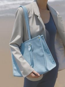 Zachte kleur PU lederen draagtas HPB damesmode handtas met hoge capaciteit Blauw geel pak voor dagelijkse zomertassen