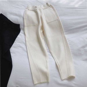 Pantalon tricoté doux et confortable Automne et hiver Lâche Casual Carotte Épaissi Large-Jambe 210531