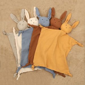 Doux coton mousseline bébé bavoir peluche lapin poupée nouveau-né apaiser serviette couverture de sécurité bébé dormir câlin serviette