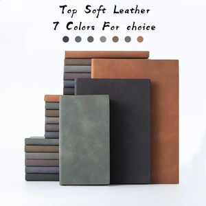 Soft Cover Yangba Leather Lined Notebook Fashion Gray Bound Plain Journal Diary Planner voor cadeau 240304