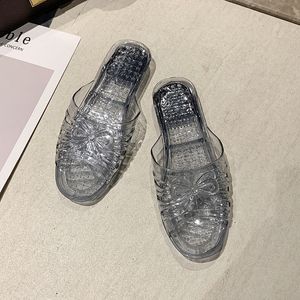 Soft Crystal Jelly Home's Clear Sases transparentes de plástico sin deslizamiento Candy Color Flip-Flops Summer 932 434