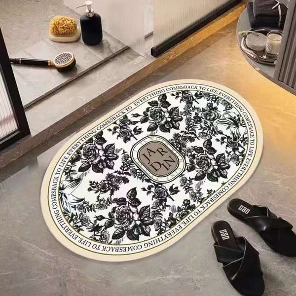 Soft Diatomaceous Mud Absorbant Mat de sol American Style Bathroom Anti-Skid Light Luxury Tiles Entrée