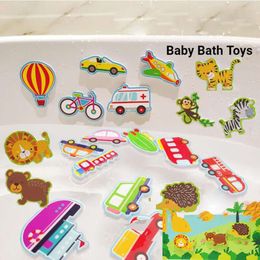 Soft Eva Pasta Early Educational Diy Puzzle Animal Pegatina Bañera flotante Bañera Tráfico Juguetes de baño para bebés Regalo L2405