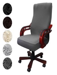 Housse de chaise de bureau en tissu doux, housse de fauteuil élastique pour ordinateur, housse de bras de siège avec dossier amovible, extensible, rotatif 7257879