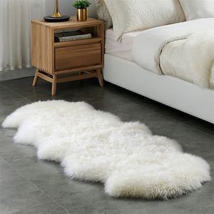 Zachte faux bont wollen tapijt voor woonkamer sofa kussen pluizig bed tapijt pluche slaapkamer decoratie cover deur raambaai mat 220301