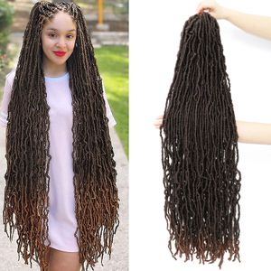 Faux doux locs tresses cheveux 36 pouces 21 mèches 180g synthétiques en vrac naturel fort Hold Nouveaux locations de coiffes Crochet Hair Curly Wavy Soft Locs Hair