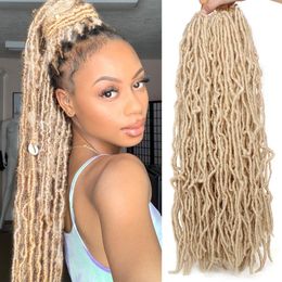 Doux Faux Locs Crochet Tresses Cheveux Blond Afro Nouveau Faux Locs Tressage Extensions de Cheveux Synthétiques 18 24 36 Pouces