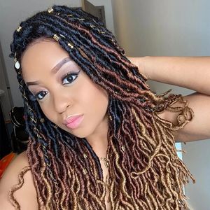 Faux doux locs gitan locs crochet cheveux synthétique ombre brun noir 18 pouces dreadlocks bouclés