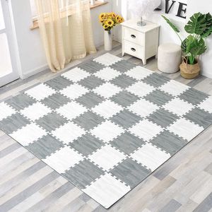 Zachte vloer Baby Eva Schuim Speel Gym Puzzel Matten Houten Ingestreepte Oefen Tegels Crawling Carpet en RUG voor Kids Game Activity 210724