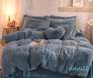 Conjuntos de ropa de cama de felpa calientes suaves de cuatro piezas Cubierta de edredón de lujo Case de almohadas de almohadas edredones de la cama de la marca Suministros elegantes