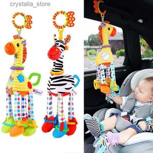 Soft Jirafa Zebra Animal Handbells Sonajeros Felpa Infantil Bebé Desarrollo Manija Juguetes Con Mordedor Bebé Juguete Para Recién Nacido Regalos L230518