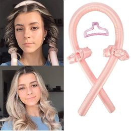 Zachte haar krullen luie hitte zonder koelingstang hoofdband haar styling gereedschap geen warmte zijden krullen lint modellering haaraccessoires