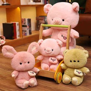 Soft Hugs Doll Cartoon Pig Rabbit Bear Plush Toys Children Sleeping Mate Cute Baby Birthday Cadeau J220704