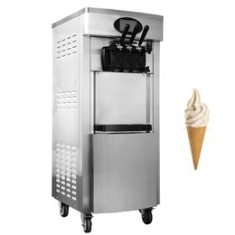 Machine à crème glacée molle pour magasin de desserts refroidisseurs de sorbet distributeur automatique de cônes sucrés en acier inoxydable tricolore 110V 220V