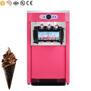 Máquina de helado suave, fabricantes de helados de tres colores con sistema operativo inglés, máquina expendedora de conos dulces