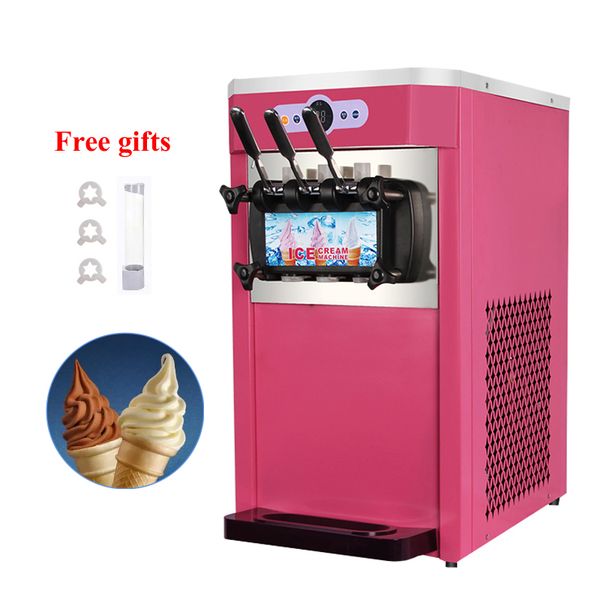 Máquina para hacer helados suaves, mezcla de escritorio eléctrica comercial con máquina para hacer helados de 3 colores