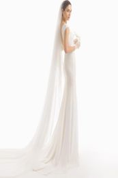 Véus de casamento longos de marfim macio com comprimento de catedral véu de casamento com pente de metal 108 polegadas longos véus de noiva comprimento personalizado 7192241