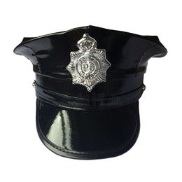 Weiche Lederkappe für Cosplay, Polizist, Erwachsenenparty, achteckiges Hutzubehör, europäischer und amerikanischer Stil