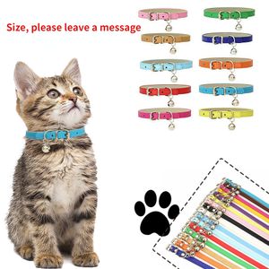 Soft Leather Dog Collars,Leather cat ID Collars 16pcs, Puppy Collars for Litter Puppy ID Collars, PU Leather Adjustable Dog Cat Collars with Bells