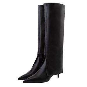 Zacht leer Slim Fit Sexy Knee Long Boots Dames Snow Boots Dames Fashion Herfst en Winter Dij Long Boots Dames Korte laarzen Maat 34-43