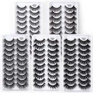 Extensions de faux cils en cheveux de vison naturels épais et doux, bouclés, croisés, réutilisables, faits à la main, 3D, maquillage pour les yeux, pour femmes, usage quotidien, 10 modèles DHL