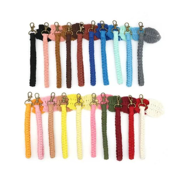 Doux macramé porte-clés sangles Boho tissage à la main bracelet bracelet porte-clés style campagnard poignet lanière titulaire pour les femmes parti faveur