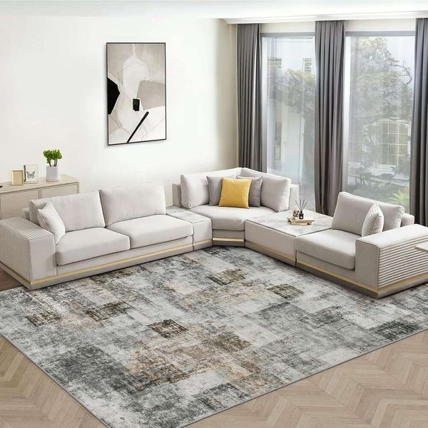 Alfombra suave y moderna, abstracta y esponjosa con respaldo antideslizante, alfombra de felpa lavable para interiores, para dormitorio, comedor, guardería, alfombra grande decorativa de 8 x 10 pies