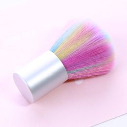 Brosse de nettoyage des ongles souple arc-en-ciel acrylique UV Gel poudre paillettes dépoussiérant nettoyant brosse manucure ongles poussière brosses outils