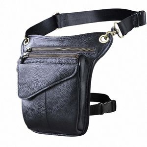 Hombres de cuero natural suave Retro Negro Pequeño Hombro Menger Bolsa Diseñador Cinturón de viaje Fanny Paquete de cintura Bolsa de pierna caída Hombre 211-3 79hO #