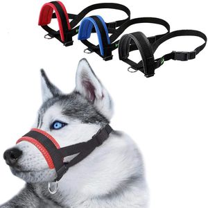 Zacht nylon hondenmuilkorf anti-blaffen training huisdier mondmasker harnas voor kleine grote honden voorkomen bijten verstelbare lus 240115