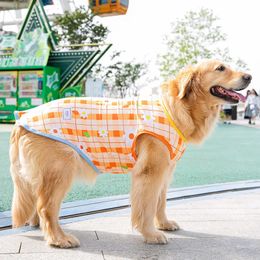 Zacht huisdier grote honden geruite t-shirt hondenkleding schattig shirts zomer ademend strand zelfkoelend vest voor grote gouden retriever honden 240429