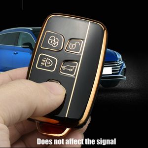 Soft Plating Gold Edge TPU Car Remote Key Cover Keys Fob Case pour Land Rover Range Rovers Sport Evoque Freelander2 Jaguar XF XJ XJL XE C-X16 XKR XK Auto Key Shell