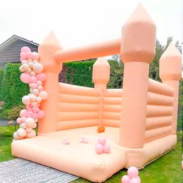 Zacht spel Beige opblaasbaar wit bounce -huis met balzwembad en schuif kinderen jumpers Mini Toddler Jumping Bouncy Castle 13x13ft