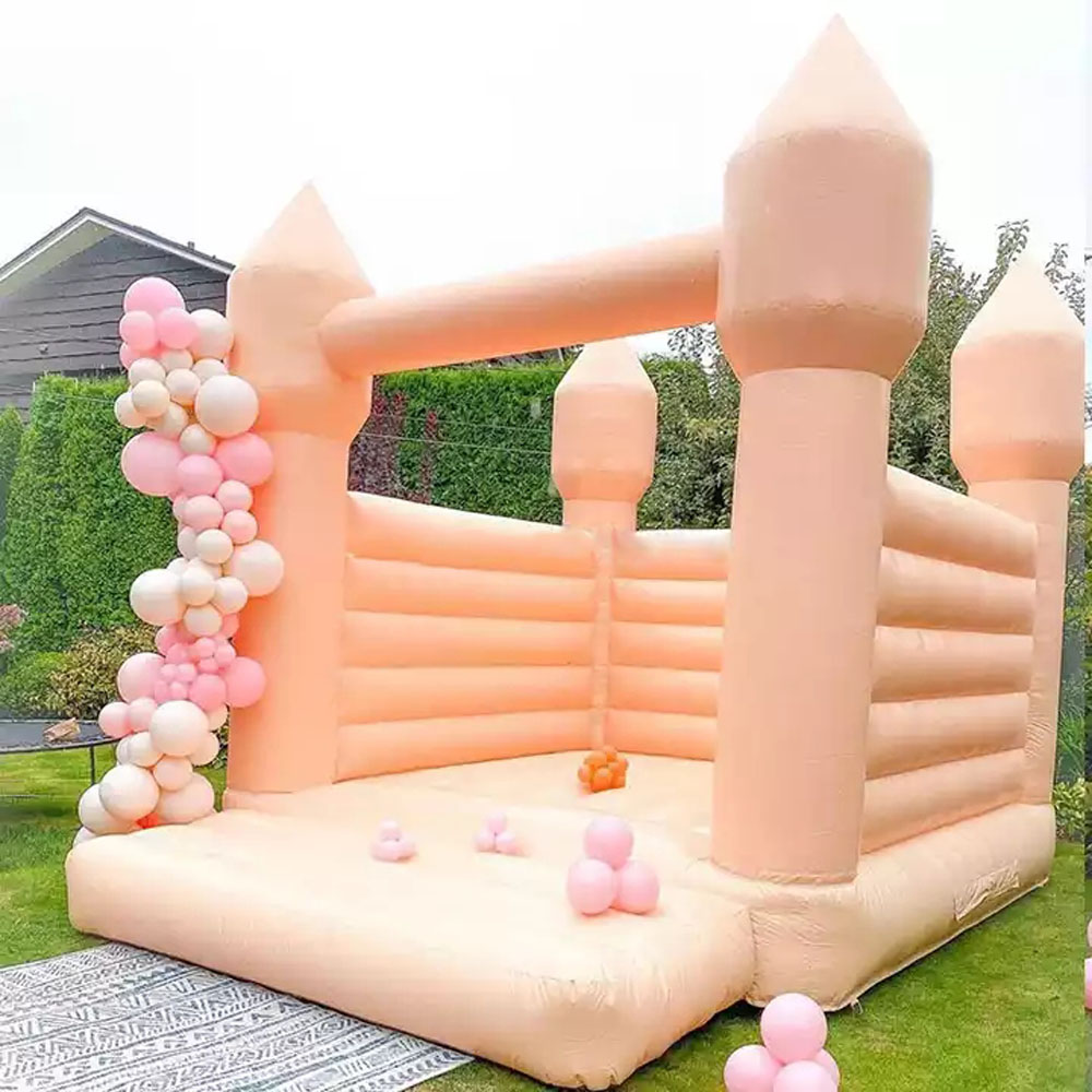 Soft Play Beige Inflatable White Bounce House With Ball Pool And Slide Kids Jumpers Mini Toddler Jumping Bouncy Castle 13x13ft