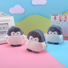 Zachte pluche cartoon kleine pinguïn jongen en meisje kind portemonnee mini leuke ovale rits kinderen meisje schattige usb kabel zak sleutel zaak