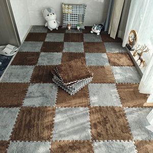 Alfombra suave de felpa para niños, alfombra para juegos de bebés, alfombras para niños, juguetes de espuma EVA, estera para niños, esteras de enclavamiento de rompecabezas, 30x30 CM 240314