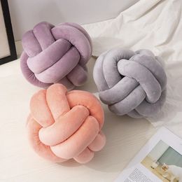 Zachte pluche knoop kussen sofa deksel kussen voor woonkamer groen ronde hand geweven kussen deksel kussen ronde knoop kussen