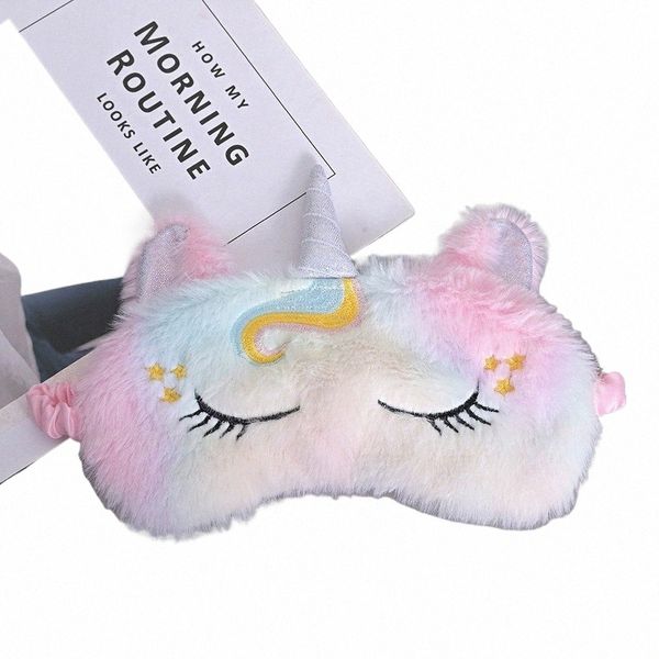 Masque pour les yeux en peluche douce Masques pour les yeux Mignon Glitter Unicorn Eye Cover Peluche Eyepatch Eye Cover Slee Blindfold pour Voyage Reste a7UU #