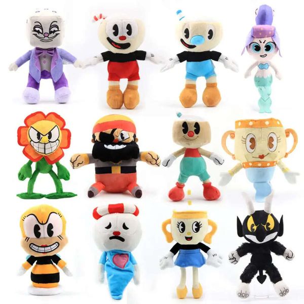 Juguetes de peluche de lujo suave 13 tophead tophead Mugman the Chalice linda muñeca de dibujos animados para niños gif navideño