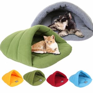 Zachte Polar Fleece Dog Bedden Winter Warm Huisdier Verwarmde Mat Kleine Hond Puppy Kennel Huis voor Katten Slaapzak Nest Cave Bed 6 Kleuren