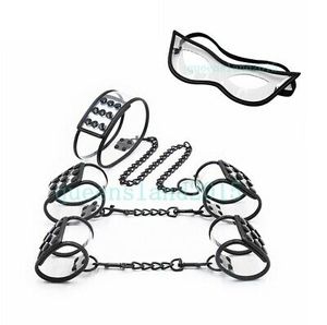 Poignets de bondage en PVC souple, collier de retenue, menottes à main transparentes, ensemble Blinder A542