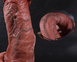 Zachte echte huid siliconen enorme dildo realistische zuigbeker dildo's mannelijke kunstmatige rubber penis vrouwelijke masturbatie seksspeeltjes voor wome6620106
