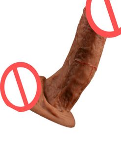 Doux peau réelle Silicone énorme gode réaliste ventouse godes mâle en caoutchouc artificiel pénis femme Masturbation jouets sexuels pour Wome9900299