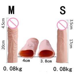 Manchon de pénis agrandisseur réutilisable, doux et réaliste, grande croissance, en Silicone véritable, pour homme, retarde l'éjaculation, prolonge le coq