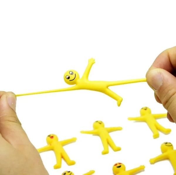 Le jouet de décompression d'expression de smiley de poupée d'homme jaune en caoutchouc souple peut être étiré en deux jouets de ventilation créatifs cadeaux pour enfants fournitures de fête