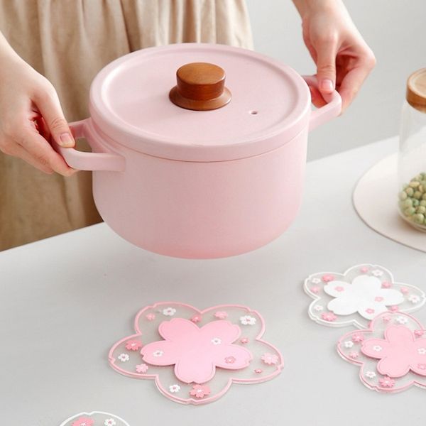 Soft Sakura Coaster Pads Table Bowl Pot Mug Mats Cocina Oficina Antideslizante Taza de té Mantel resistente al calor para mesa de comedor T2I51848