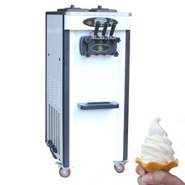Machine à crème glacée molle en acier inoxydable verticale automatique à trois têtes fabricant de crème glacée cinq couleurs