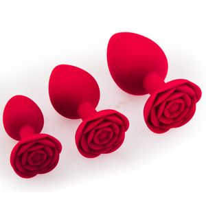 Zachte Siliconen Anale Pluggen Rose Vorm Speeltjes voor Vrouw Vrouwelijke Anale Buttplug Seksspeeltjes Volwassen Producten